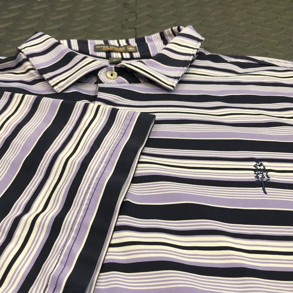 Peter Millar Polo Mens XL Purple Striped Summer Comfort Performance MF17EK17S